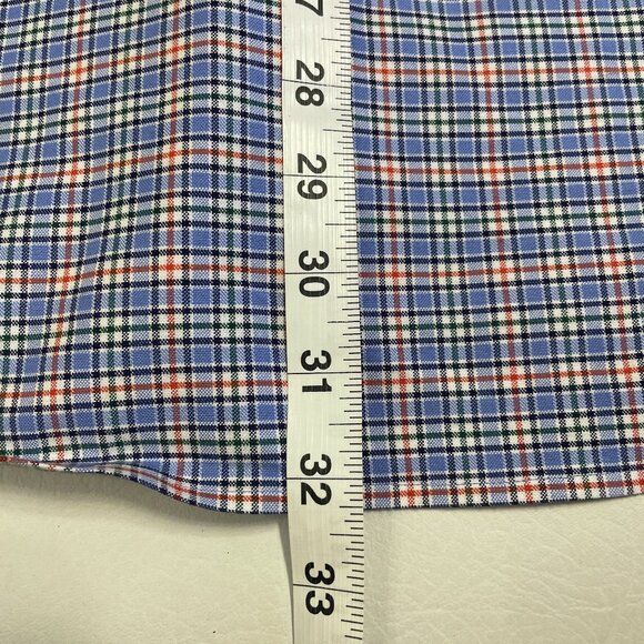 Ralph Lauren Shirt Men's XL Slim Fit Stretch Oxford Blue Red Plaid Flesh Pony - Picture 10 of 11